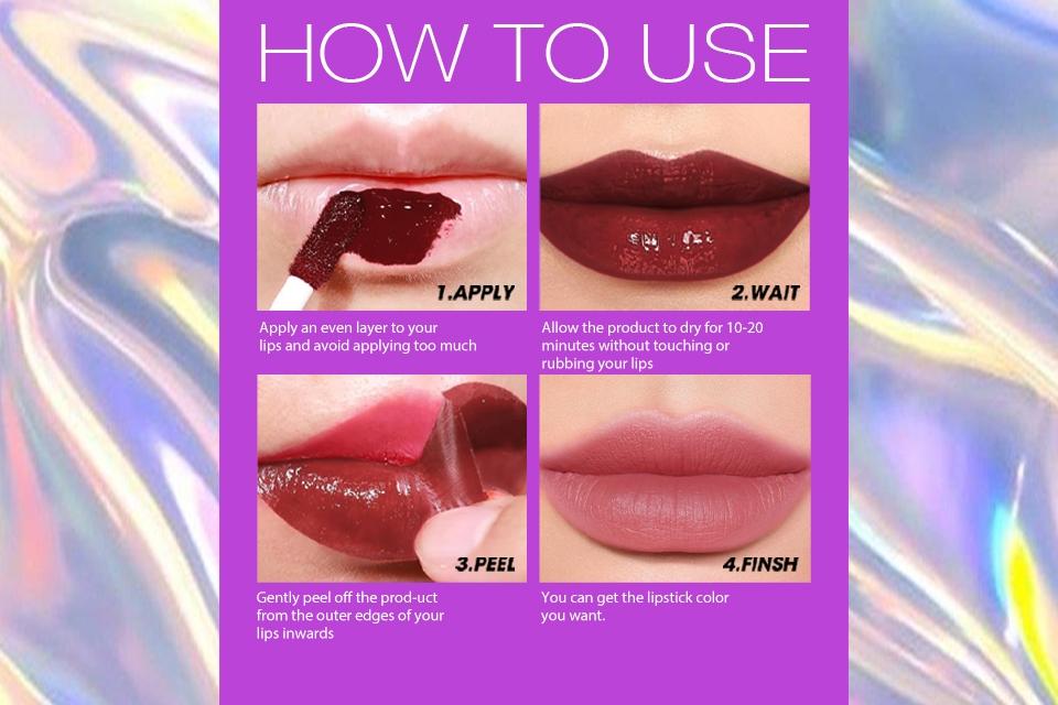 Long Lasting Peel Off Lip Stain Lip Color Pen 6 Colors with Precision Tip All Day Wear Water Resistant Transfer Resistant