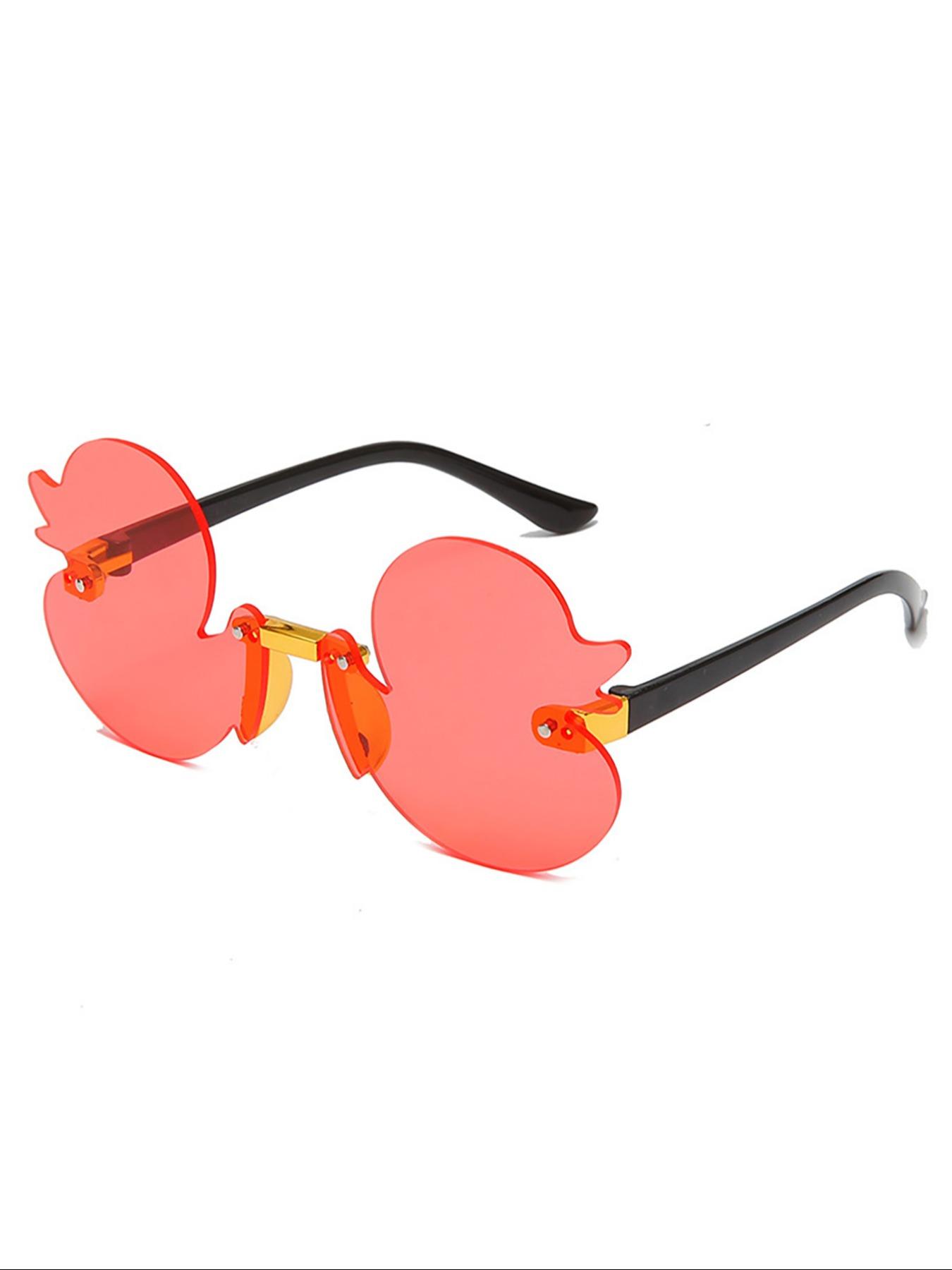 Frameless Duck Sun Glasses, Cute Cartoon Design, UV Protection, Decorative Lenses, All-Season Wear, PC Material, Non-Color Changing