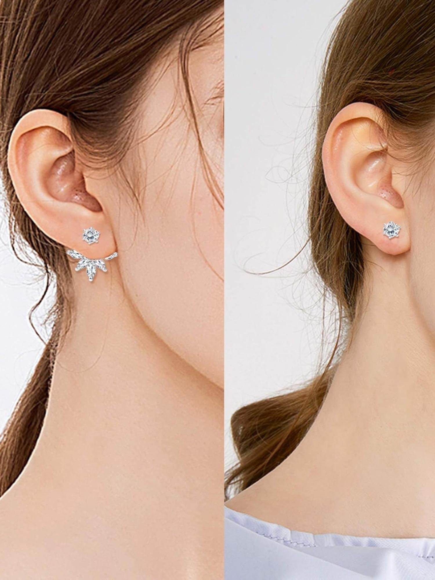 5 Pairs Rose Golden Silvery Minimalist Earring Set for Women Men Chain Threader Wrap Tassel Ear Cuffs Ear Climbers Lotus Flower Jackets Sleek Understated Style Lightweight Skin-Friendly for Daily Wear Work Dates Various Casual Formal Occasions