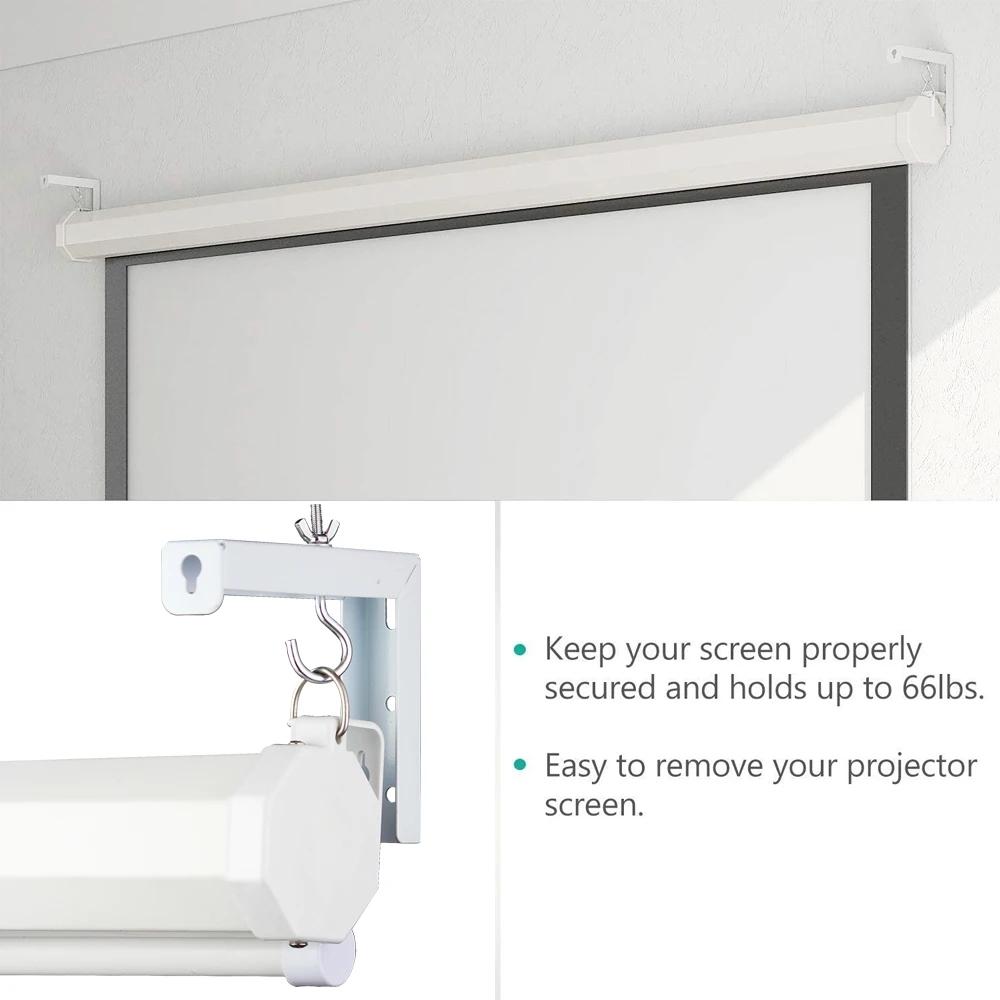 Universal Adjustable Projector Screen Mounting Hook Projection Screen Wall Hanging L-Bracket Movie Screen Curtain Mount Hook Kit