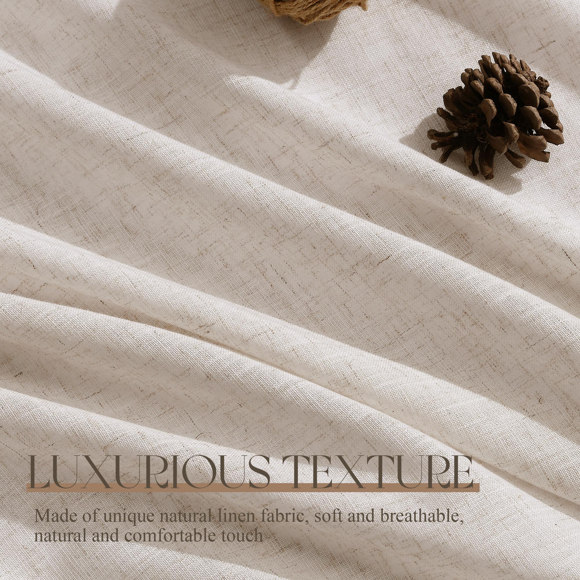 Jowels Flax Linen Curtains 2 Panel for Living Room Back Tab Pocket Drapes Semi Sheer Privacy Window Curtain Country Rustic Farmhouse Cloth Curtain for Dinning Room