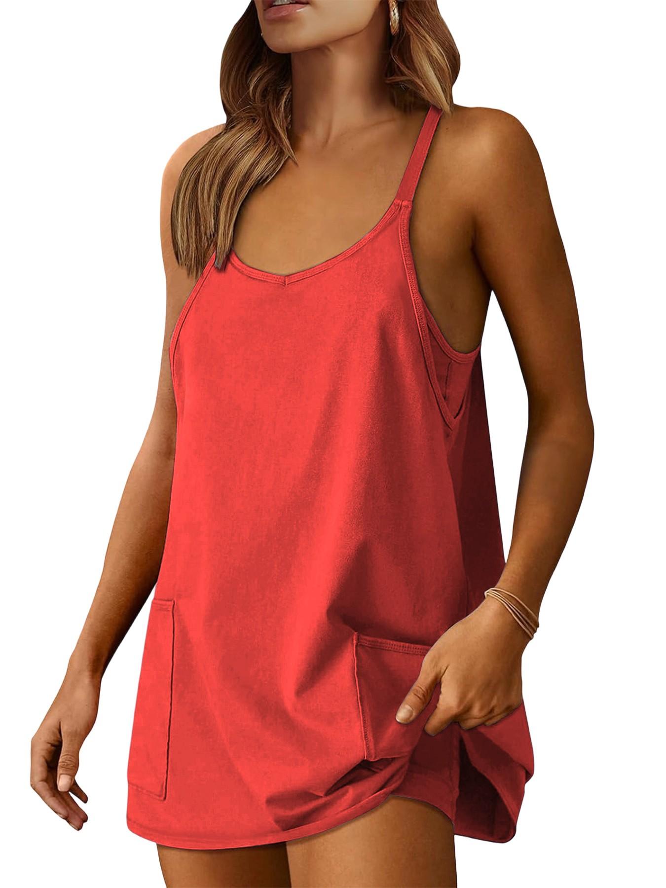 Women's Summer Mini Dress, Casual Athletic Tennis Dress with Shorts, Sleeveless Sporty Design, Perfect for Active Wear & Outdoor Activities