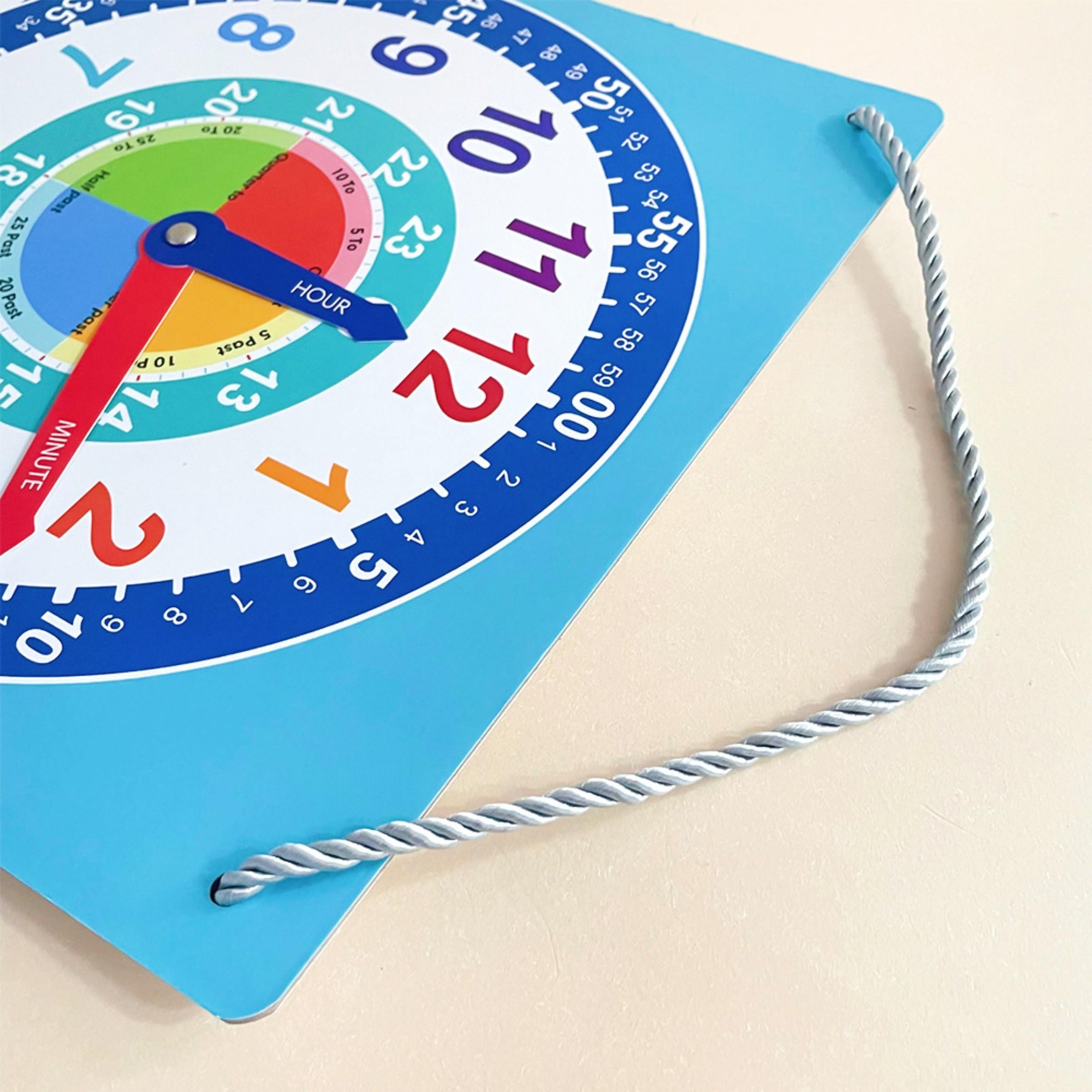 Teaching Clock Teaching Aid, Time Recognition Learning Teacher Tool, Includes Erasable Pen, Suitable for Daily Home Classroom Study, Math Learning Tools, Visual Learning Tools