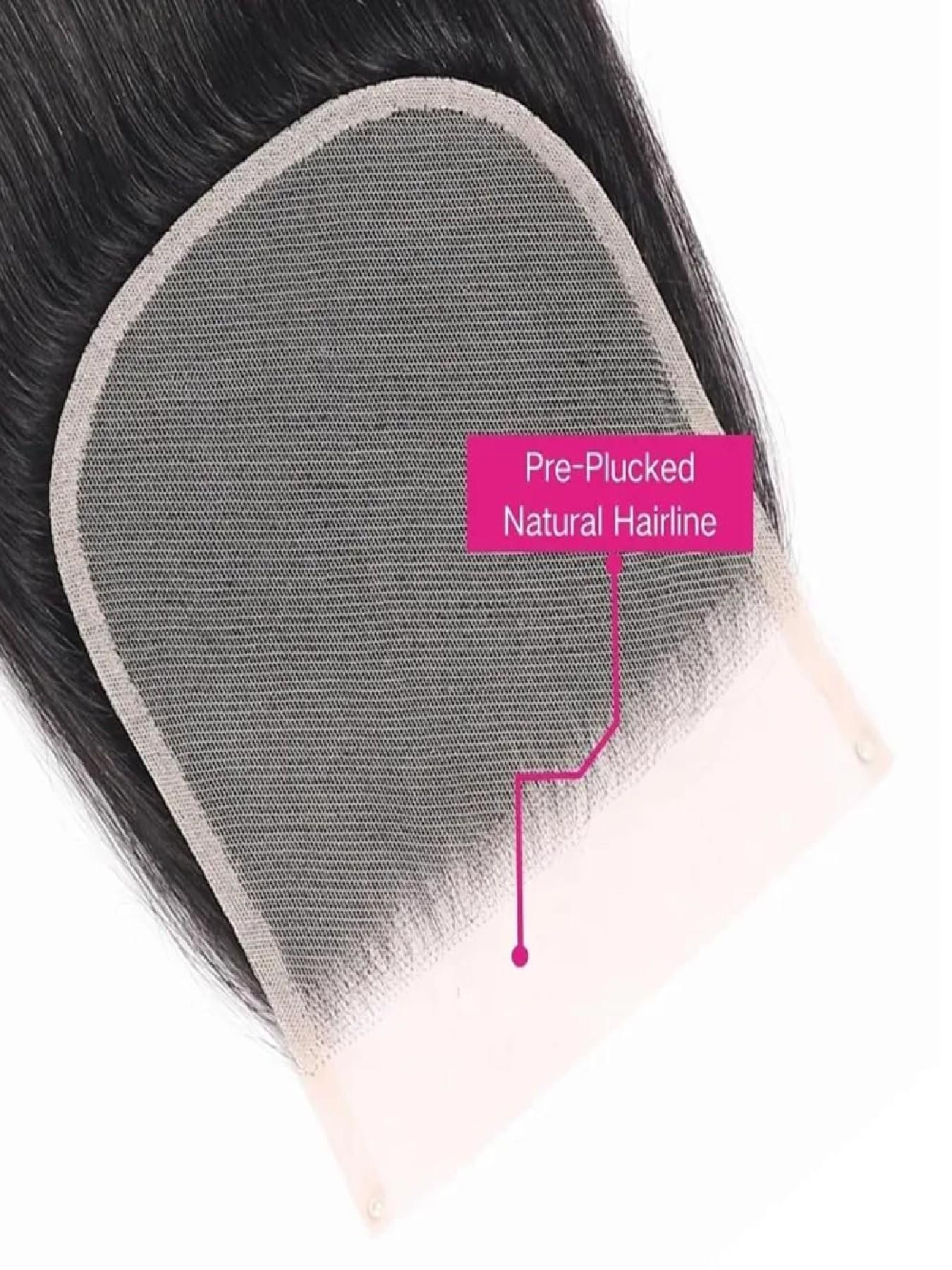 5x5 Straight Lace Closure Human Hair Hd Transparent Lace Closure Free Part Pre Plucked with Baby Hair 10A Virgin Human Hair Lace Front Natural Black Color 8-18 Inch