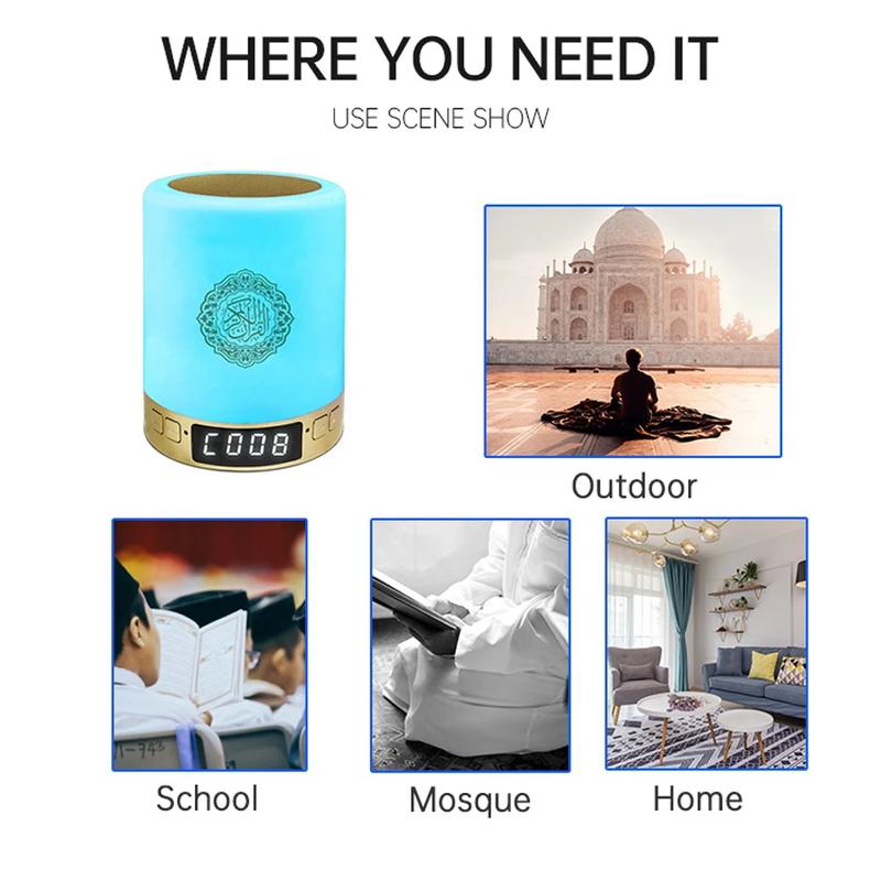 Quran Speaker with Remote Control,Colorful LED Lights | Outdoor 3D Stereo Bass Subwoofer TWS Dual Channel Lighted Speaker Supports FM/TF Card/USB Compatible with Phones/Tablets/TVs Night Light