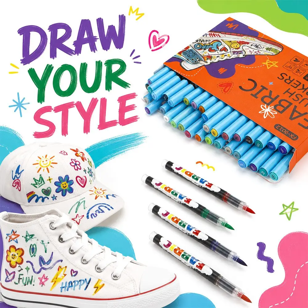 Multicolor Fabric Marker Pens, Direct Liquid Color Markers for Textiles, DIY Art Supplies, Student Craft Tools, Hand Drawing Brushes
