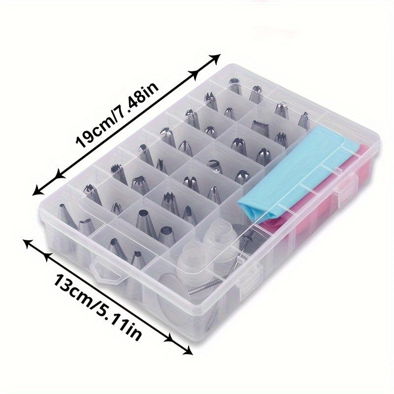 38pcs/set Piping Nozzle & Box Set, Simple Piping Tip & Storage Box For Baking Including 32 Mounting Tips + 2 Mounting Nails + 2 Mounting Bags + 2 Converters)