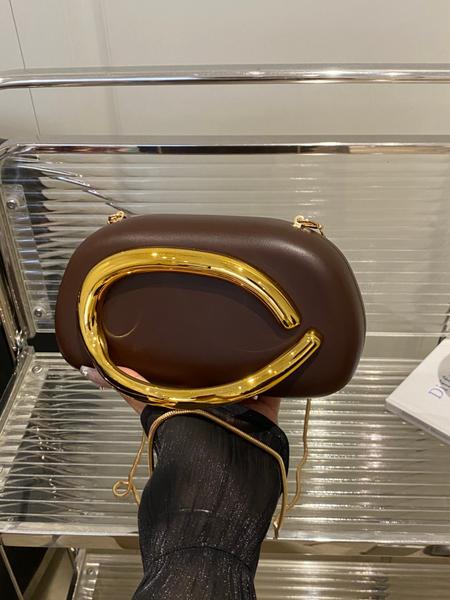 Elegant Women's Chain Shoulder Evening Bag, Fashion Handbag, Party Decoration Bag, Hard Shell Metal Clutch, Box Bag, All Seasons, Fashionable Unique Bags