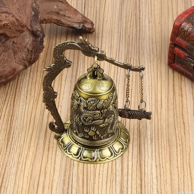Ethnic Dragon Motif Bag Charm and Keychain, Compact Metal Alloy Bell Ornament, Traditional Hanging Decoration, Office Gift, Ethnic Decor, Traditional Look pearl chain daily casual matching match Halloween Natural Lip Balm Set business wear, Bag Charms Diy