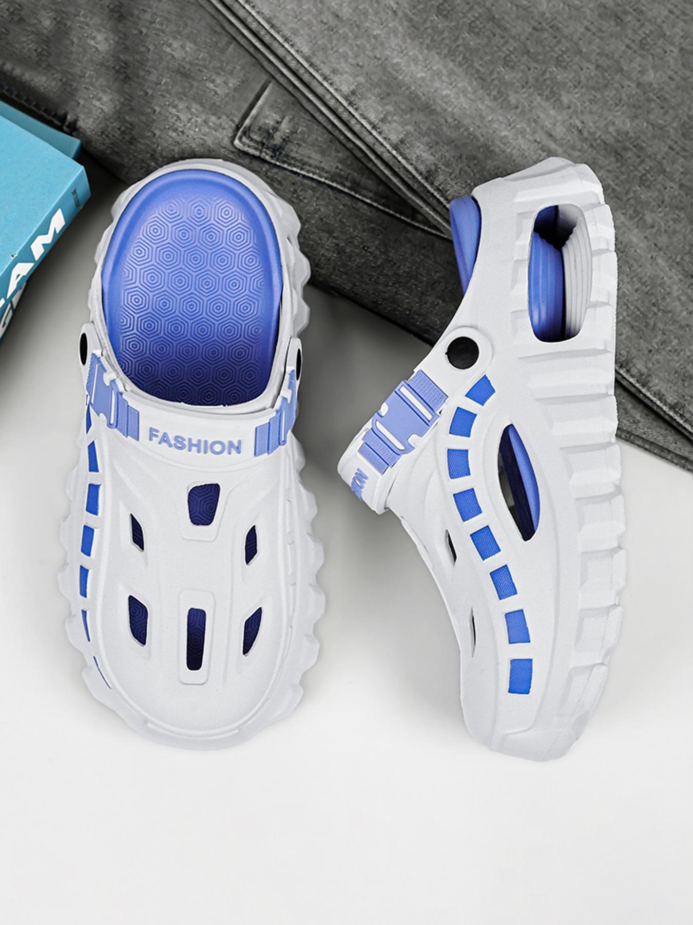 Men's Summer Outdoor Breathable Nonslip Thick Sole Non-Slip Lightweight Open-Toe Slippers, Casual Beach Sandals, Versatile Comfortable Hole Shoes, Textured Design Clogs