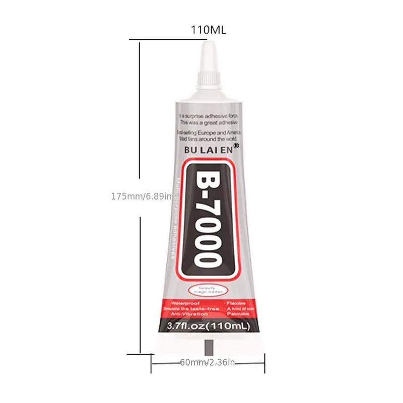 110ml/3.7 Fl Oz Multi-Purpose B6000 Adhesive, Clear Crafting Glue with Precision Dotting Pens, Wax Pencil & Tweezer Kit for Jewelry, DIY Projects & Art Creation