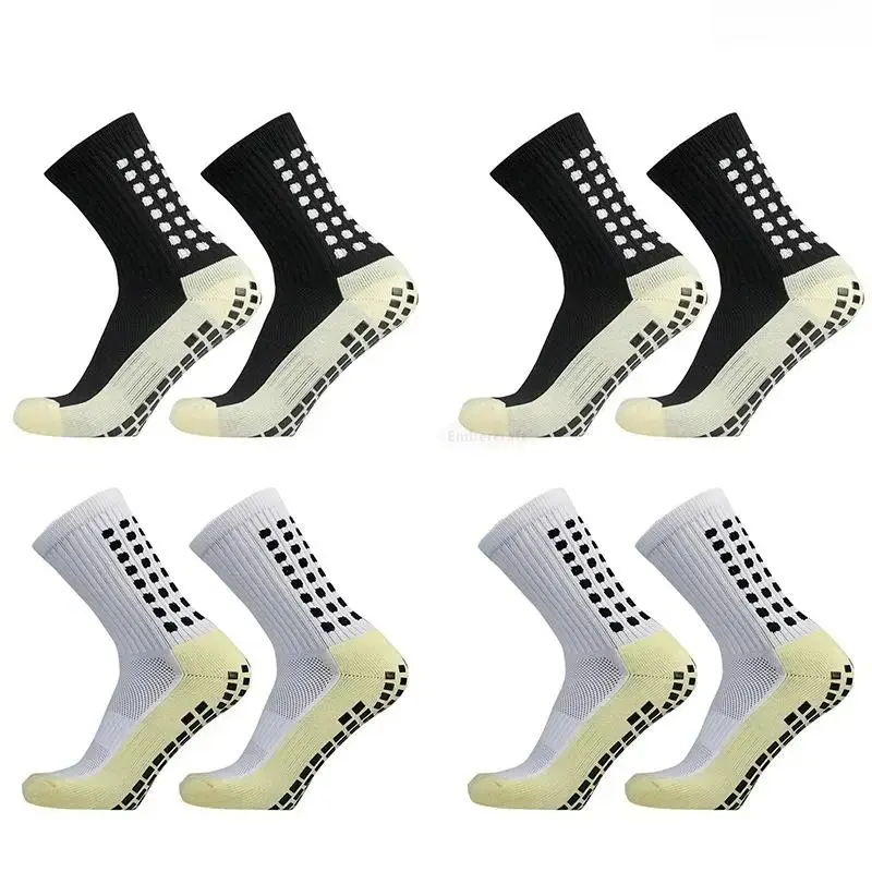 Men's Athletic Crew Socks - Grip Socks for Soccer, Non-Slip, Breathable Moisture-Wicking Nylon, Compression Fit, Cushioned Support for Gym, Running