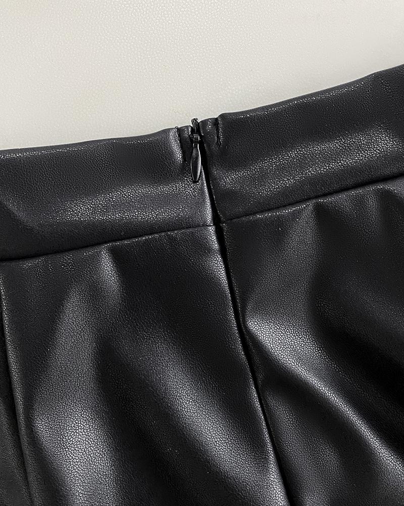 ChicMe Women's Pu Leather Hollow-out Pattern Zipper Back Wedding Guest Bodycon Skirt ChicMe Women's Pu Leather Hollow-out Pattern Zipper Back Wedding Guest Bodycon Skirt
