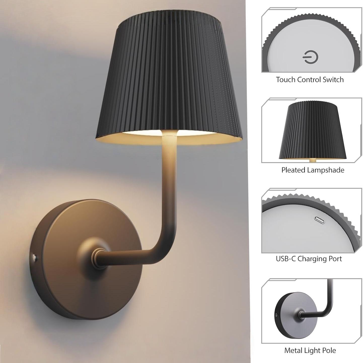 Modern Wireless Wall Light with Remote Control, Rechargeable Lithium Battery, 3 Color Modes, Matte Surface, Indoor Wall Lighting, Home Decor Light