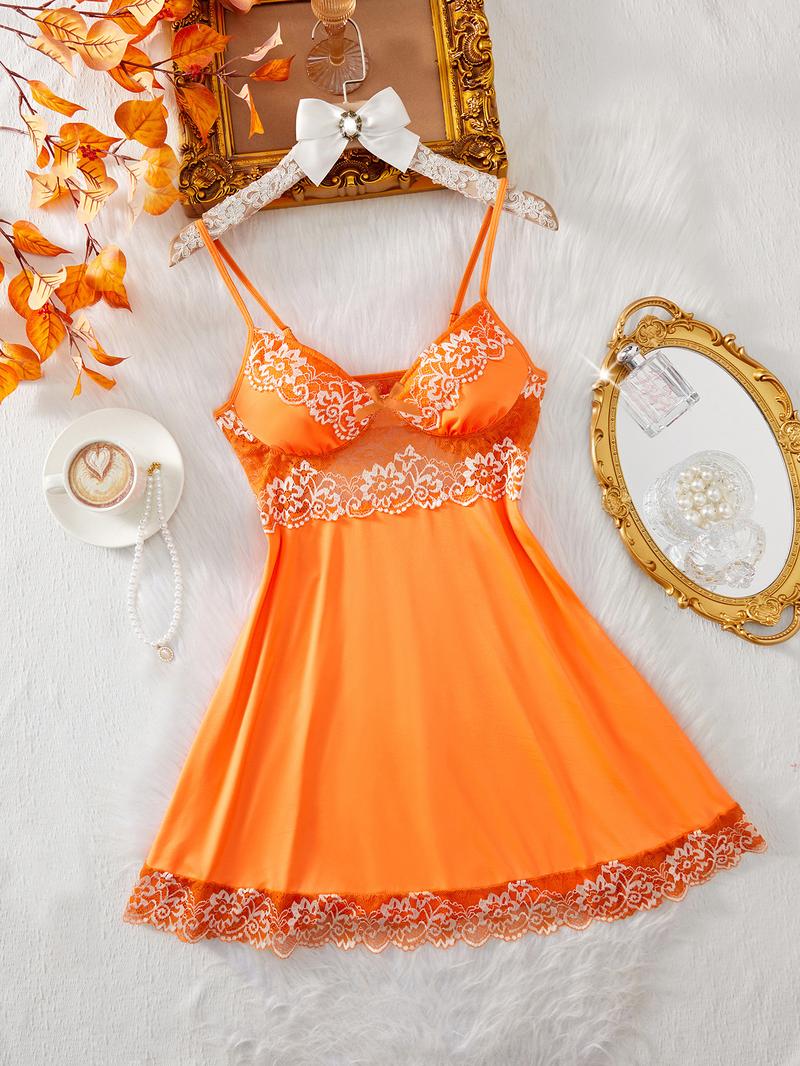 Women's Lace Cami, Sexy Adjustable Spaghetti Strap Nightgown, Ladies Sleepwear for Summer, Strap Chemise Nightgown