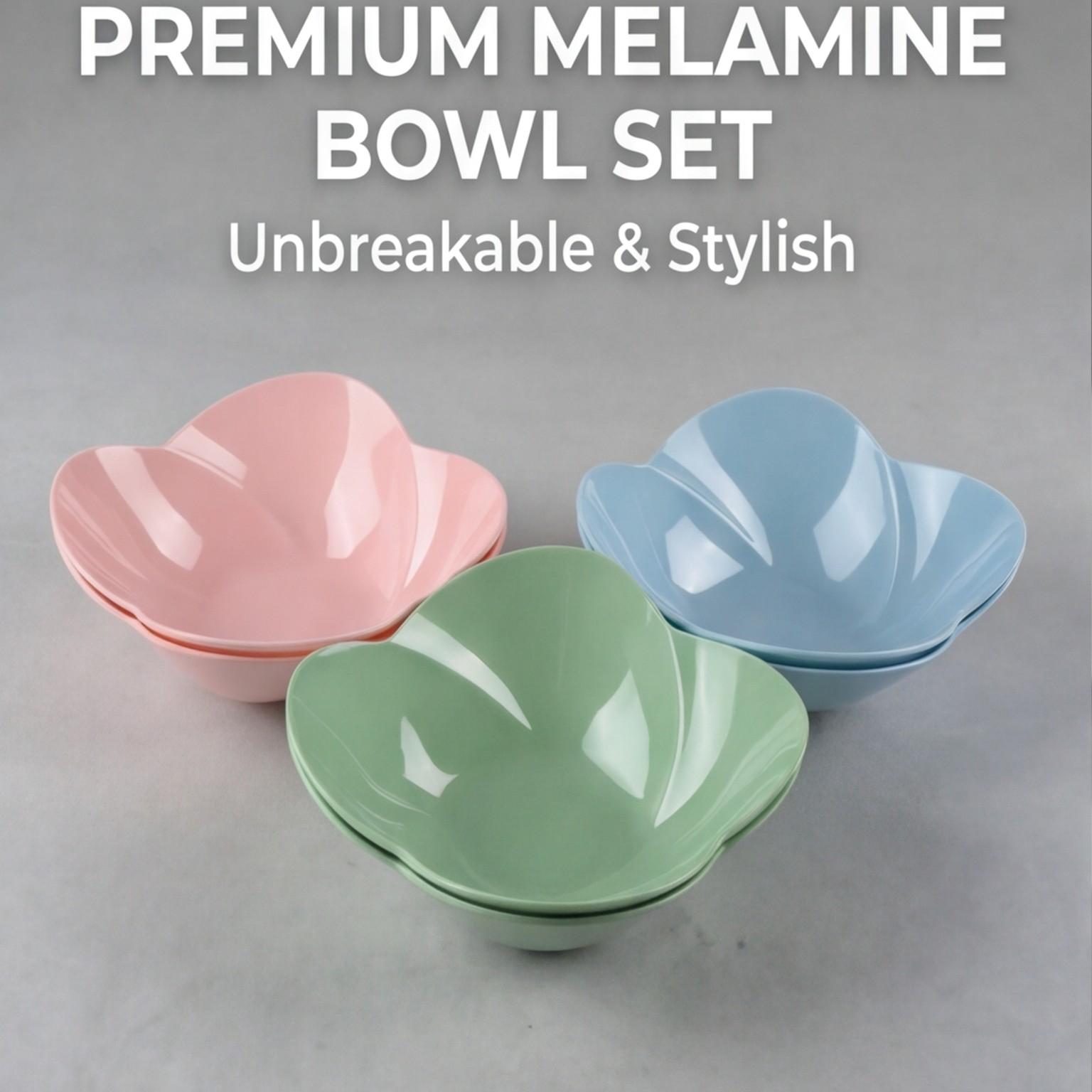 3-Piece High-Edge Large Floral Melamine Bowl Set, Stackable Non-Slip Kitchenware, Unique Design, Dishwasher Safe, Modern Style