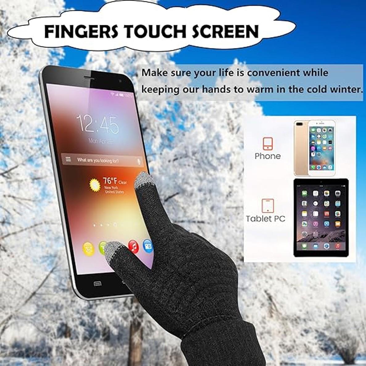 Women's Winter Touch Screen Gloves Warm Fleece Lined Knit Gloves Elastic Cuff Winter Texting Gloves
