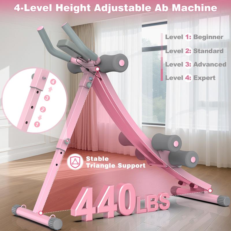 Bearbro Adjustable Core Trainer Machine with LCD Monitor, Foldable Ab Exercise Equipment for Arms, Legs and Full-Body Workout at Home