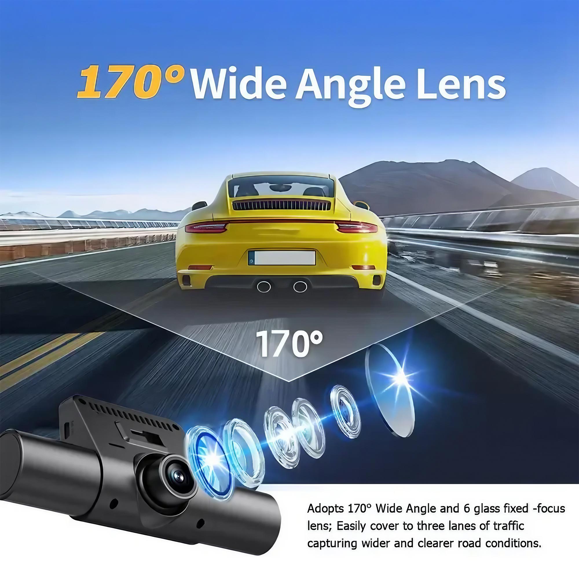4K Dash Cam Front and Rear, Car Dash Camera, 4-Channel 1080P Night Vision, 32GB Memory, 360° Parking Mode, Waterproof Driving Recorder with G-Sensor, Loop Recording