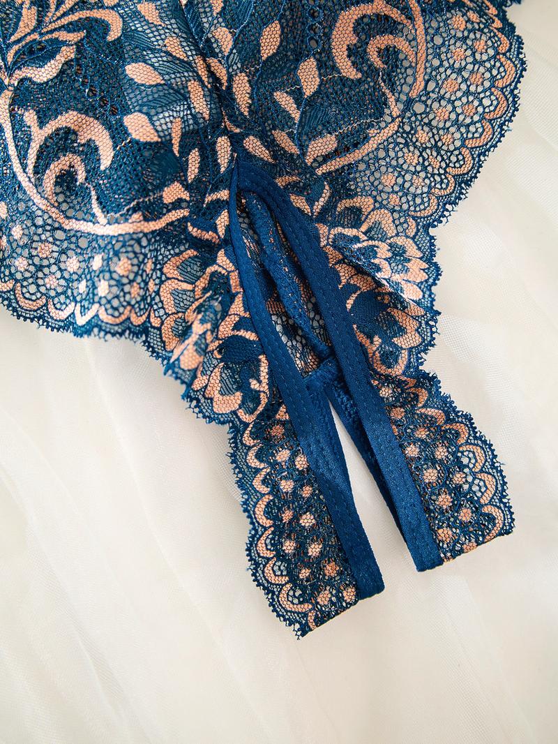 English: Sheer Lace Bralette Set - Breathable See-Through Triangle Cups, Comfort & Style for Everyday Wear!