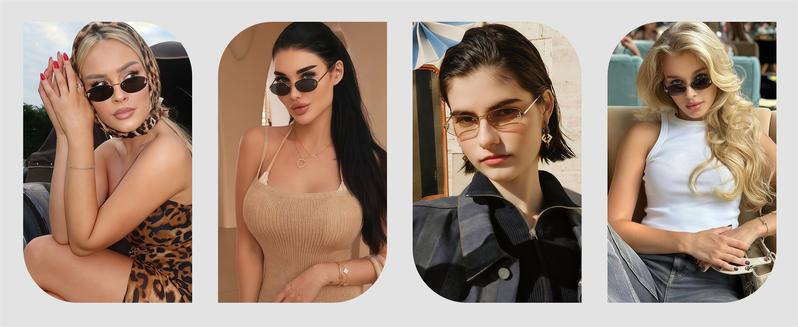 Retro Oval Y2K Sunglasses for Women Men, 2025 Trendy Chic Narrow Gold Metal Sunglasses Small Sunnies