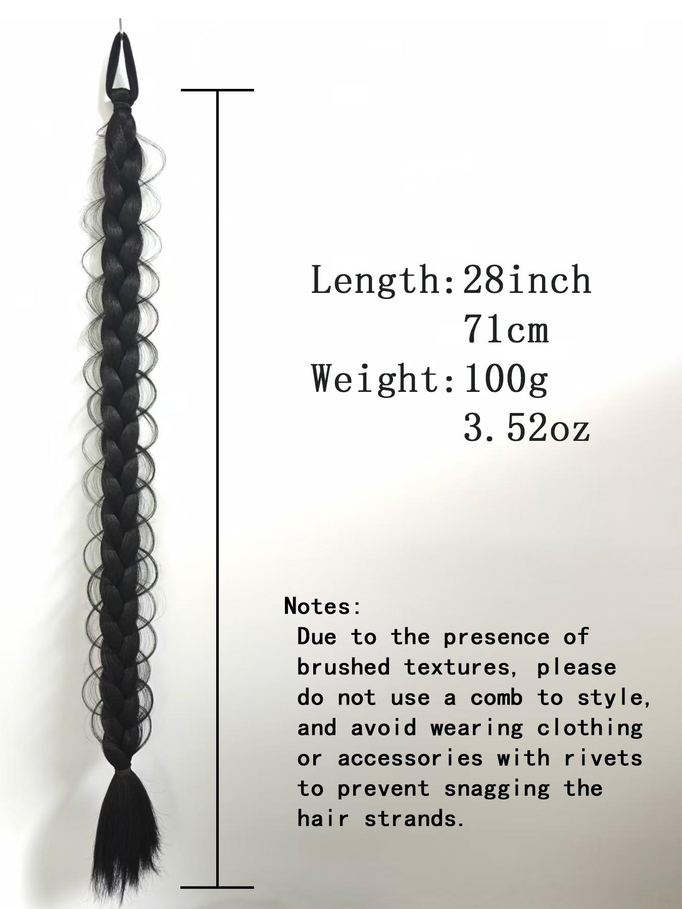 Synthetic Braided Ponytail Extensions, Boxing Braid Wraparound Ponytail, 28 Inch Three Strand Hair Extension, Elastic Hair Tie