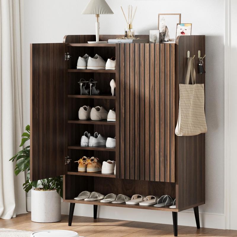 Shoe Cabinet，Large Shoe Cabinet with Doors,Adjustable Shelves, Shoe Organizer with Doors for Hallway, Entryway, Living Room