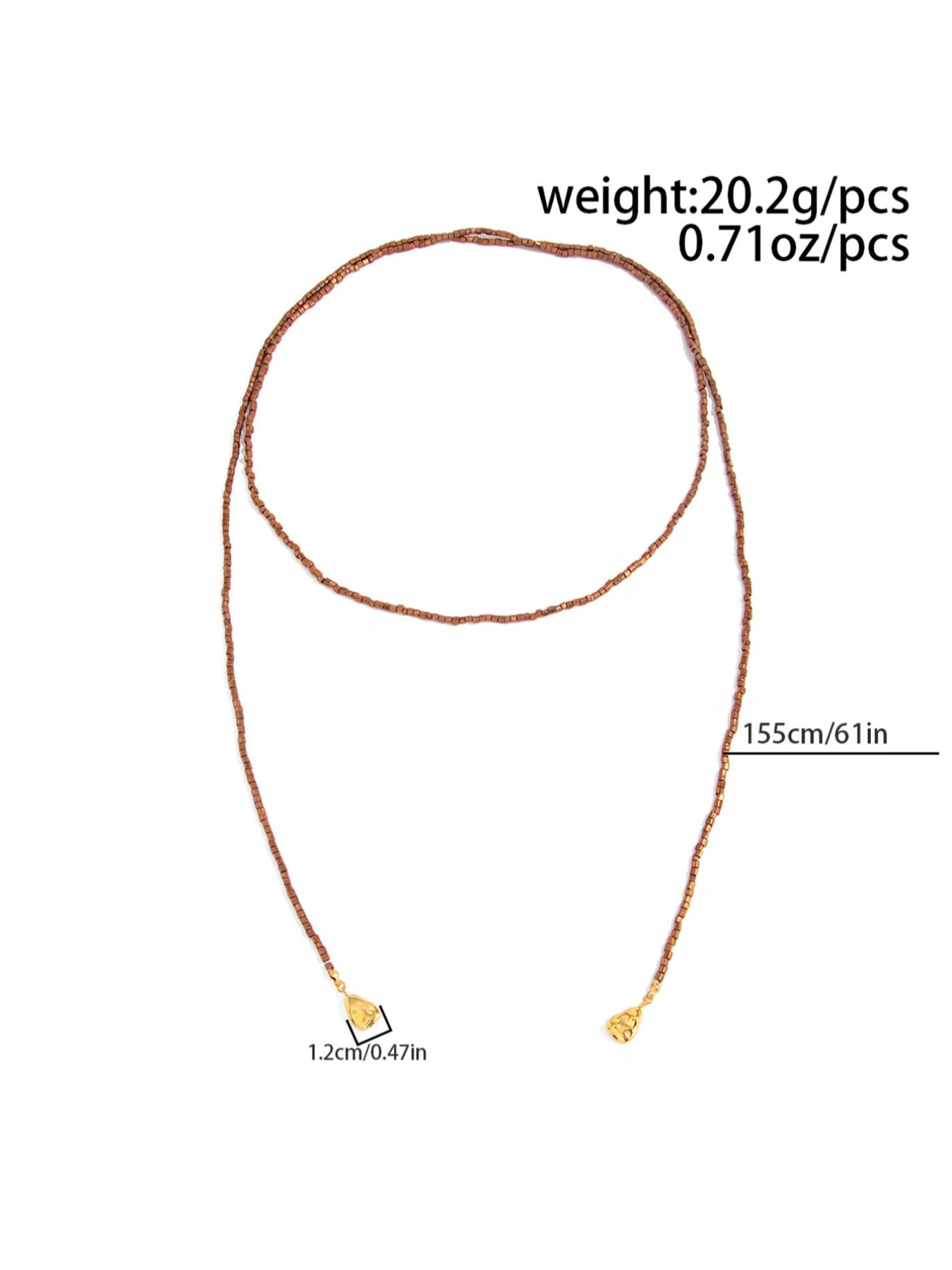 Bohemian Geometric Ccb Beaded Long Necklace for Women, Fashionable Daily Wear Jewelry Gift, Versatile Party Accessory