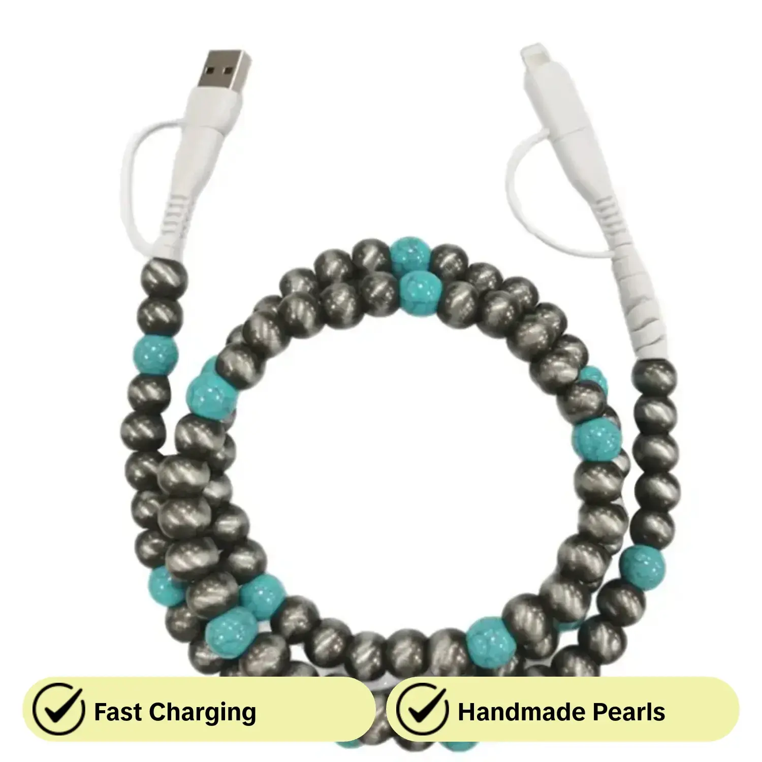 Ancient Copper Color Beaded Data Line, Four-In-One Creative Bead Charging Cable, Handmade Pearl Fast Charging Line, Portable Multi-Function, Bead Usb Line, Cellphone, Multi Charger Cable, Beaded Charging Cords