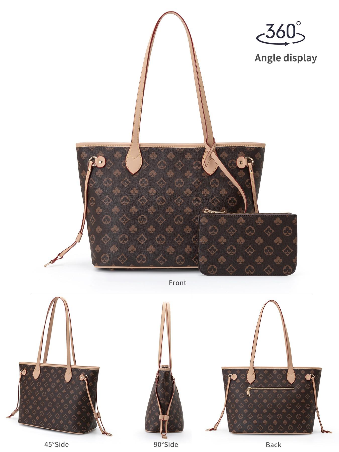 2 Piece Set Fashion Tote Bag, European and American Print, Large Capacity Commuter Handbag, Women's Outdoor Travel Shopping Bag, Shoulder Crossbody Bag