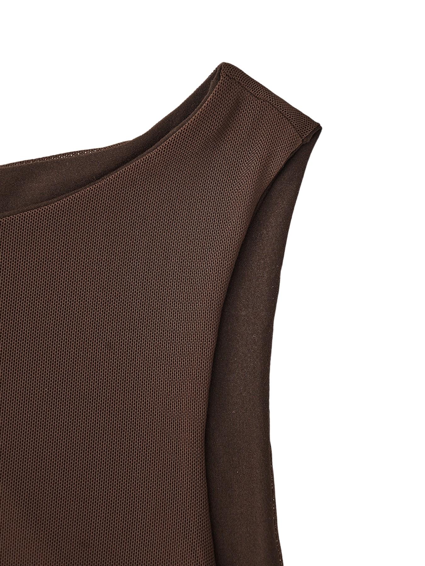 Women's Mesh Sexy Ruched Drawstring Bodycon Boat Neck Mini Dress, Sleeveless Pleated Hem, Club Party Short Gown, Slim-Fitting Fashion