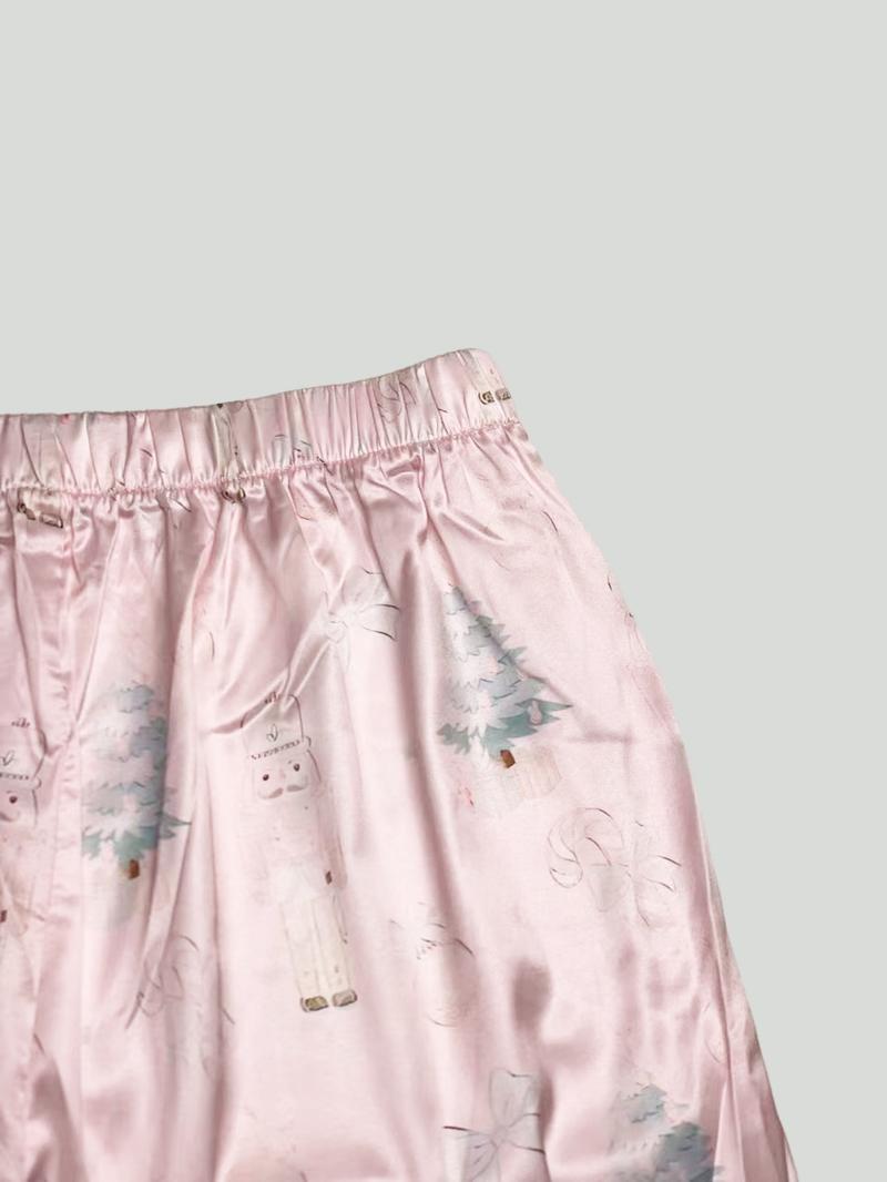 Women's Christmas Print Pajamas Set, Nightwear Lounge Set, Casual Home Wear Loungewear, Soft & Cozy Sleepwear for All Seasons, Perfect Gift Idea