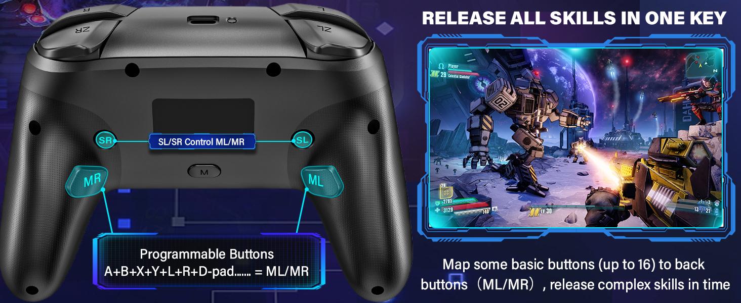 RBG Wireless Switch Controller for Nintendo Switch/Lite/OLED-Switch Pro Controller/iPhone/Android Game Stick,Programmable Game Joysticks for Nintendo Switch