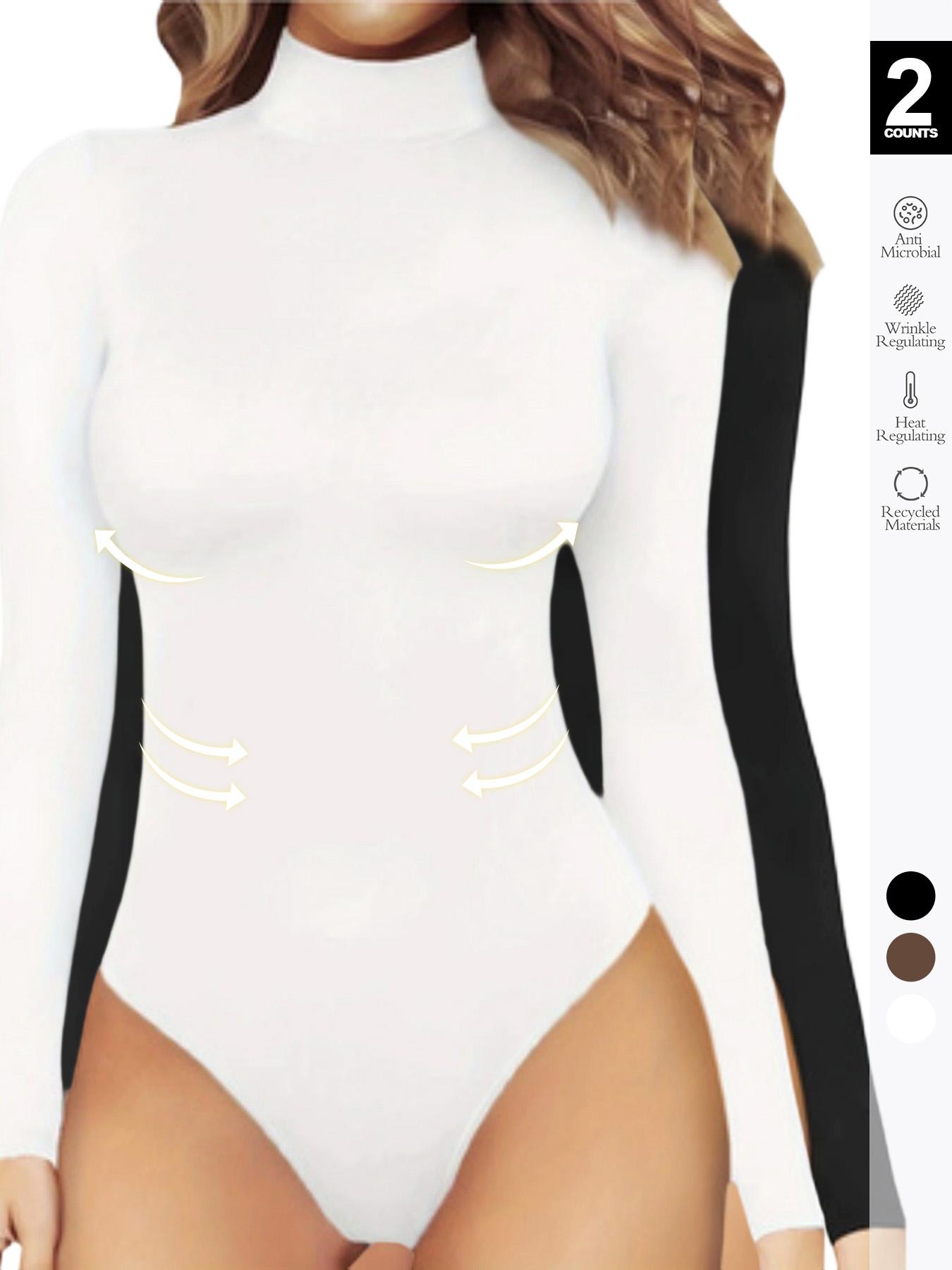 2026Women's Long Sleeve Turtleneck Bodysuit Thermal Compression Jumpsuit Shapewear Base Layer Top