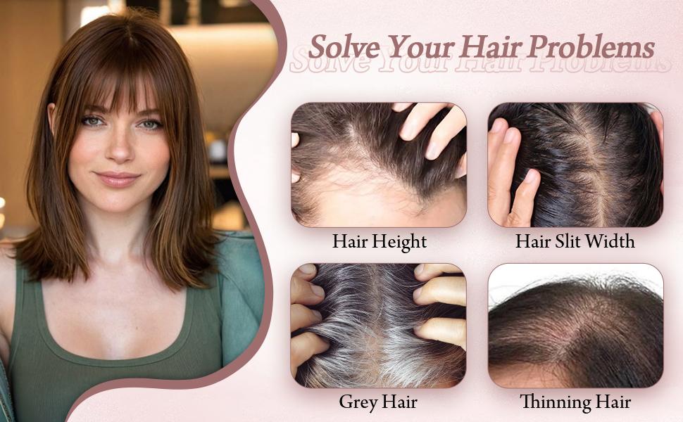 Hair Toppers for Women Real Human Hair, 3D Human Hair Toppers for Women with Thinning Hair 100% Density Hair Topper Middle Part Clip in Bangs Toppers Hair Pieces Extensions