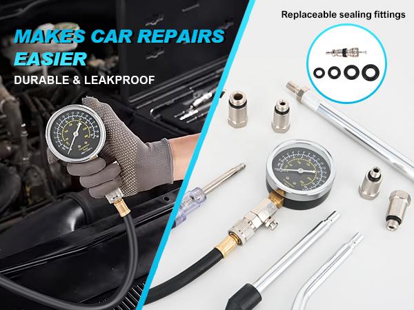 Nilight Engine Compression Tester Kit, 11 PCS with Spark Plug Tester, Automotive Cylinder Pressure Gauge Tool Set for Gasoline Engines Nilight Engine Compression Tester Kit, 11 PCS with Spark Plug Tester, Automotive Cylinder Pressure Gauge Tool Set for Gasoline Engines