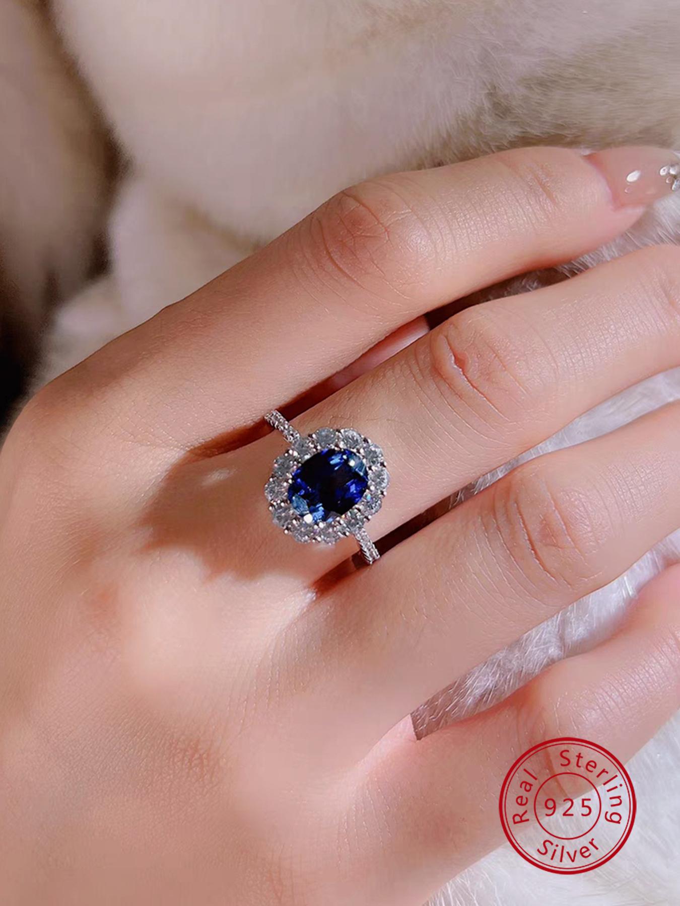 S925 Sterling Silver Luxury Fashion Elegant Synthetic Zircon Women's Ring, Fashion Jewelry for Party, Daily Clothing Decor, Trendy Jewelry for Birthday Gift