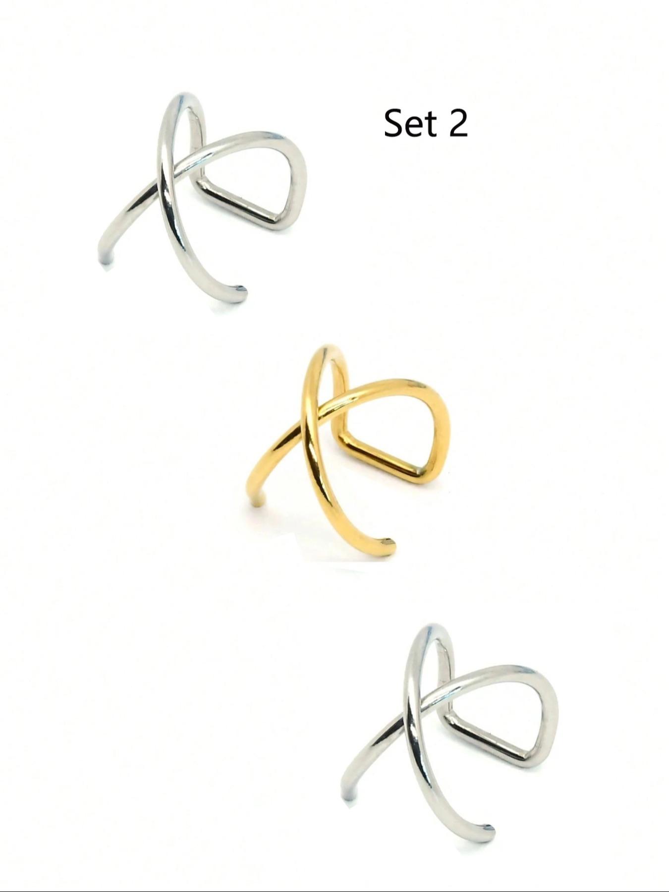 Stainless Steel Women's Fake Ear Cuffs, Golden/Silvery/Black, No Piercing Needed, Daily Wear Jewelry for Men & Women Earcuff Stainless Steel Women's Fake Ear Cuffs, Golden/Silvery/Black, No Piercing Needed, Daily Wear Jewelry for Men & Women Earcuff