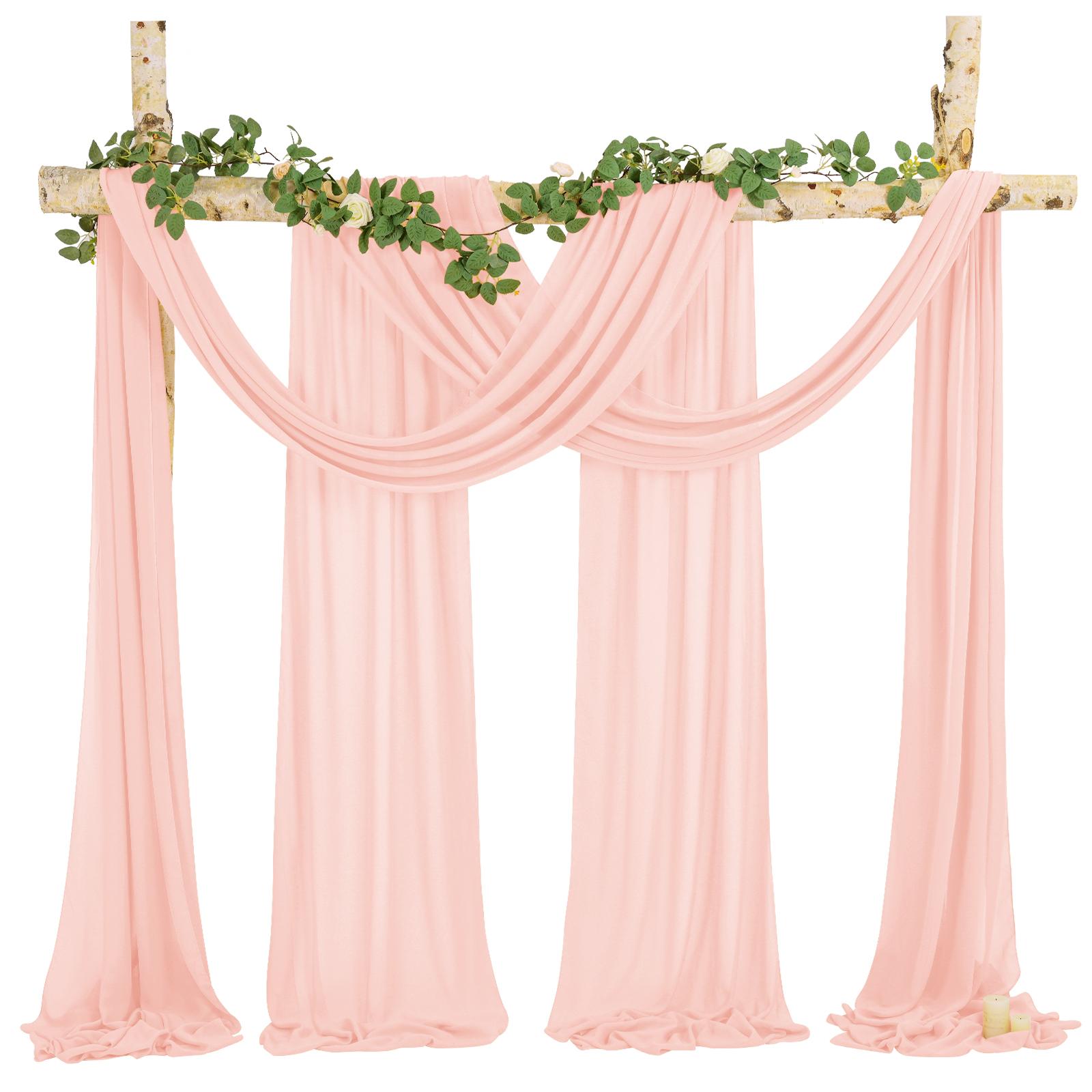 FANI 4 Panels  Sheer Chiffon Wedding Arch Draping Fabric 28inch x 20 ft Each for Ceremony Drapery Ceiling Drapes Party Decor Indoor Backdrops Cortinas decorativas / Telas para decoración