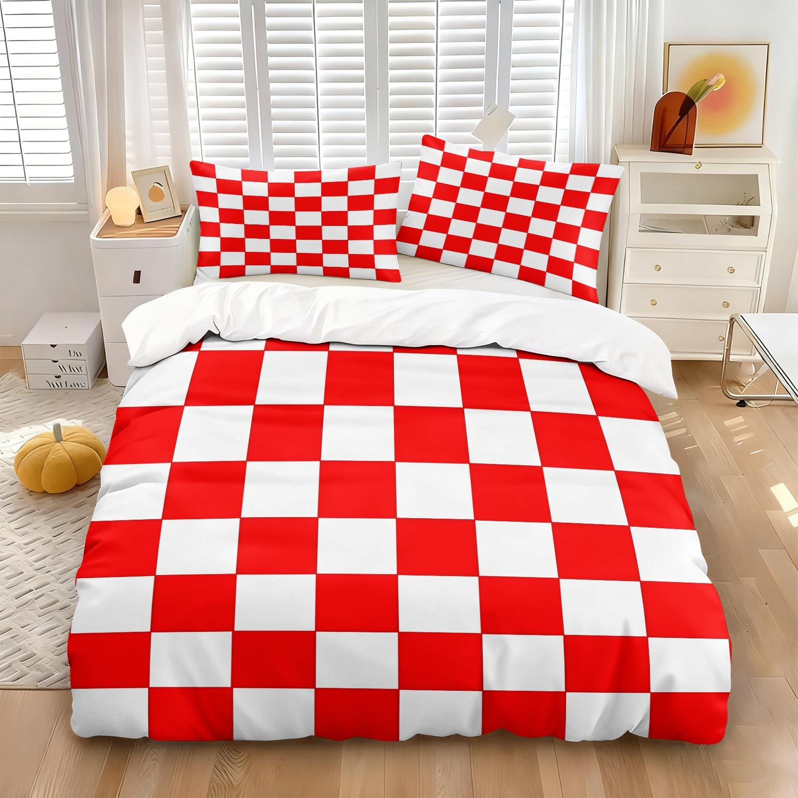 2/3 Pcs Classic Plaid Print Duvet Cover Set, Simple Modern Bedding Set, Soft Microfiber with HD Digital Print and Zipper Closure, Wrinkle Resistant, Perfect for Bedroom, Dorm and Guest Room Decor, All Season Use - No Filling