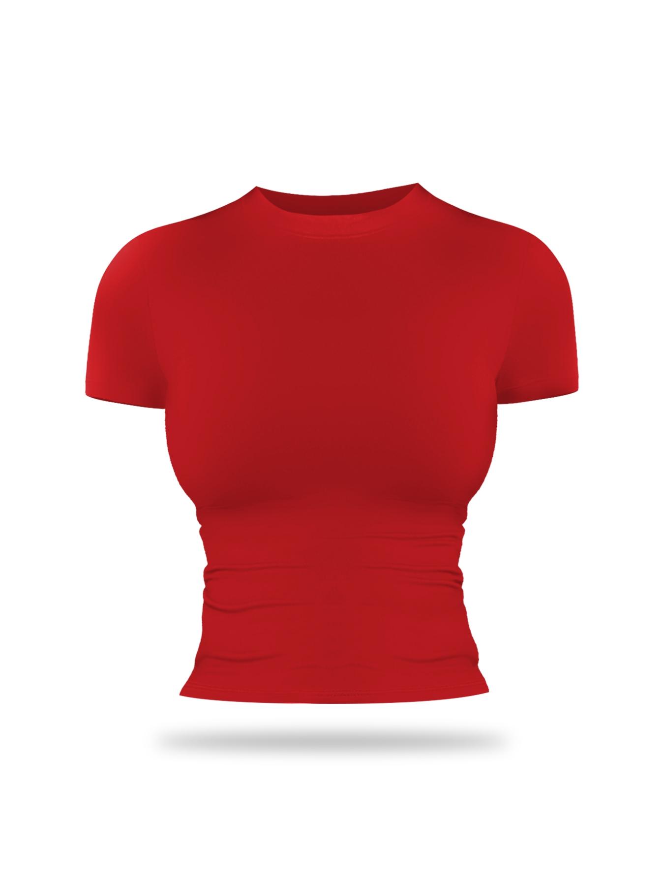 Women's Solid Color Sports Tee, Casual Comfy Breathable Short Sleeve T-shirt for Yoga Gym Workout Running, Ladies Sportswear for All Seasons
