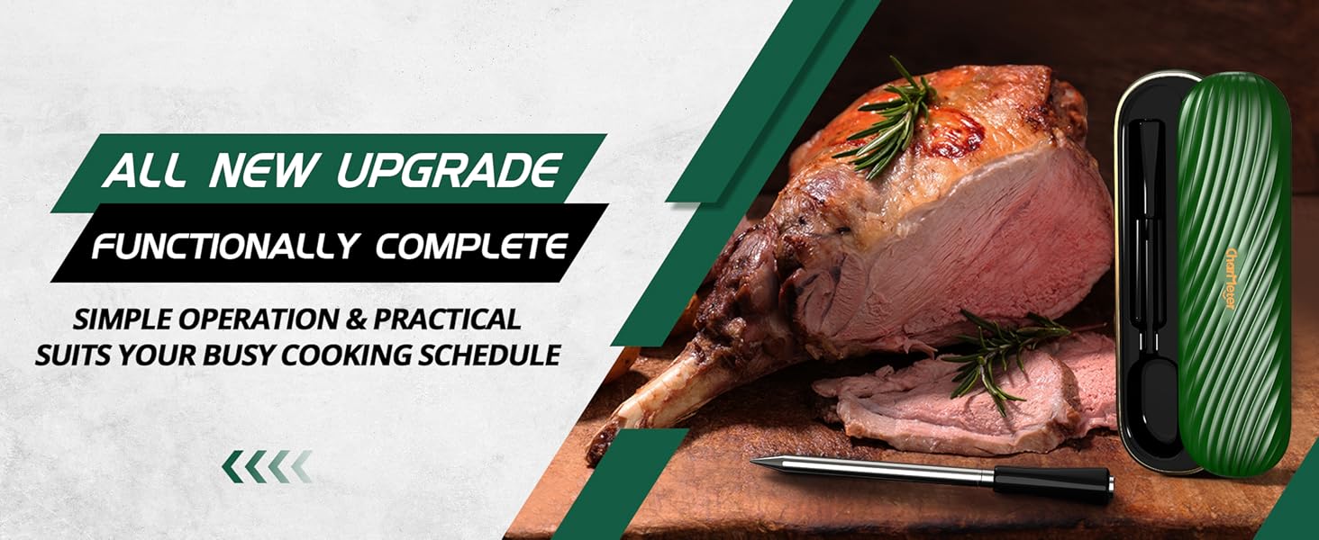 Charmeter Wireless Meat Thermometer, Bluetooth Grill Thermometer,Portable Cooking IP67 Waterproof, Perfect Smoker Accessories Gift for Kitchen Lovers Charmeter Wireless Meat Thermometer, Bluetooth Grill Thermometer,Portable Cooking IP67 Waterproof, Perfect Smoker Accessories Gift for Kitchen Lovers