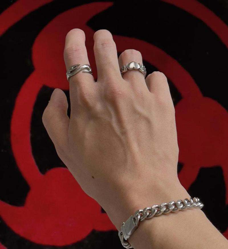 GTHIC Flame Pattern Stainless Steel Ring for Men Women Birthday Personalized Mother's Day Gift Size 5-11