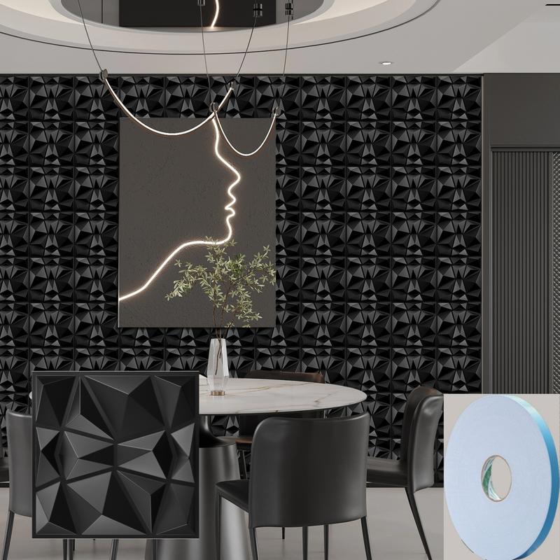 20/30pcs 3D Textured PVC Wall Panels, Waterproof & Moisture-Proof, Easy Install with Adhesive Tape - Modern Abstract Design for Stylish Home Decor, 11.8 x 11.8 inch, Waterproof Wall Panels