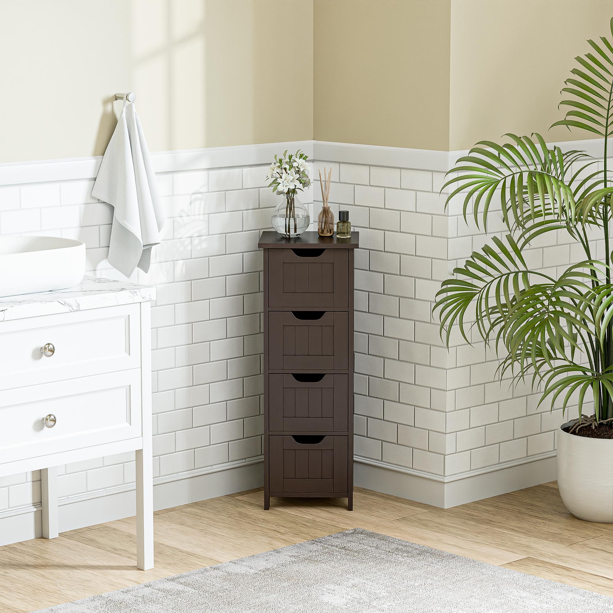 ZENY White Small Bathroom Cabinet 4 Drawers Floor Side Storage Cabinet for Bathroom/Hallway/Living Room