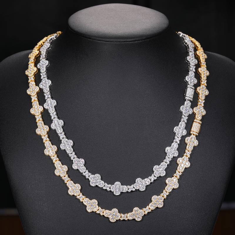 【#NS9250035】Original Design Cross Star Tennis Chain Necklaces for Women 10mm S925 Sterling Silver  Iced Out Iced Out Fashion Jewelry for Christmas