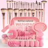 Professional Makeup Brush Set with Puff Combo, Brush Kit, Coffee Color Beauty Tools, Eyeshadow Foundation Concealer Brushes, Portable Storage Bag Included