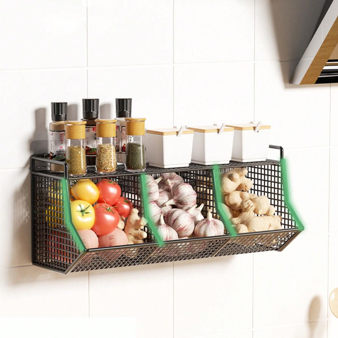 Multi-Functional Wall-Mounted Kitchen Storage Rack, Waterproof and Washable, Space-Saving Spice Organizer, Ideal for Cooking Ingredients