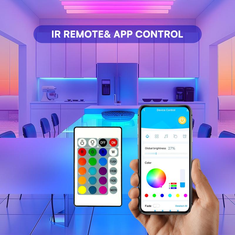 DAYBETTER 50ft or 100ft Led Strip Lights RGB Music Sync Color Changing,Bluetooth Led Lights with Smart App Control Remote,Led Lights for Bedroom Room Lighting Flexible Home Décor