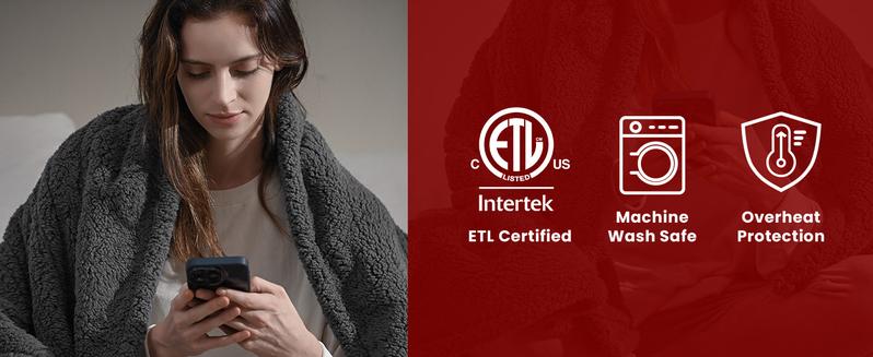 【Best Gift】Christmas Gift Pick - Double-Sided Sherpa Electric Heated Blanket 6 Fast Heating Levels | 2-4H Auto-Off & Overheat Protection | Machine Washable